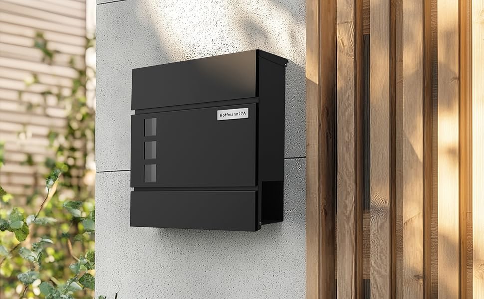 Поштовий ящик Zedelmaier з нержавіючої сталі, персоналізований, настінний, з відділенням для преси, 2 ключі, антрацит, 33x31x10 см