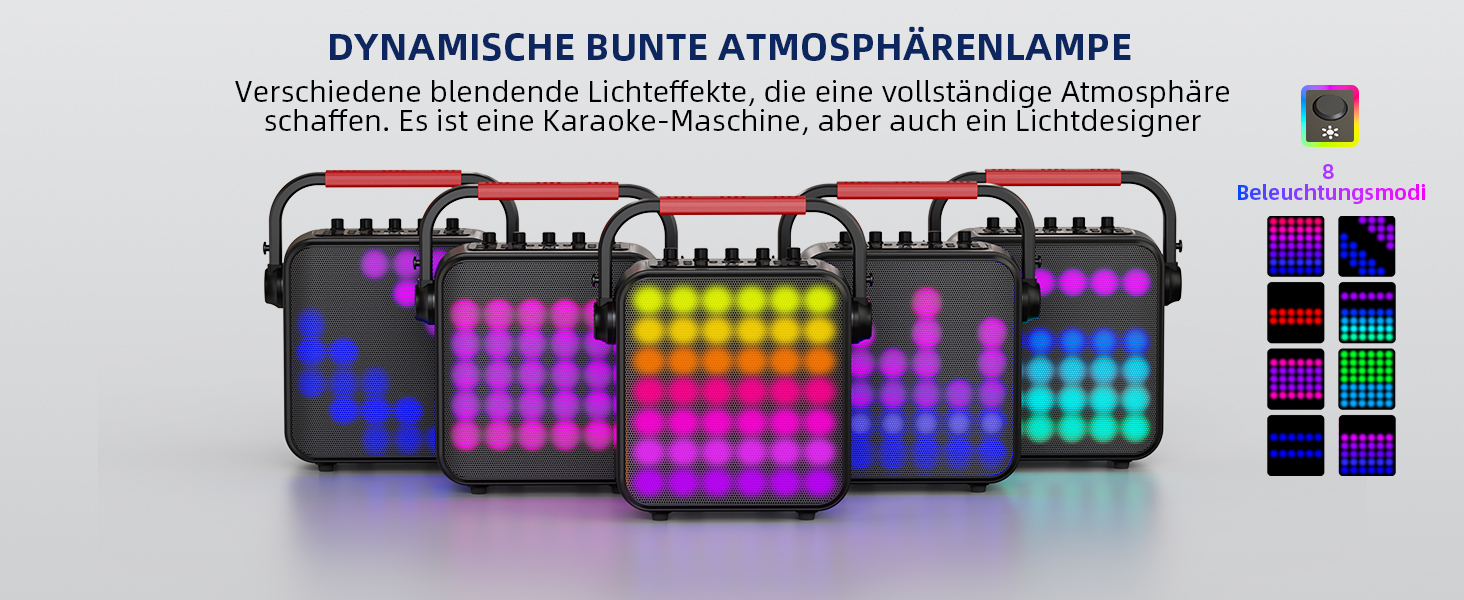 Караоке Машина з 2 мікрофонами, Bluetooth, PA Система з FM, USB, TF, AUX, Ехо, Регулювання Bass/Treble, Чорний