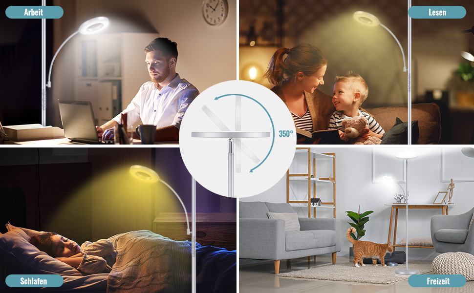 Стелярська лампа для вітальні з LED-підсвічуванням 4200LM, регулювання яскравості, пульт дистанційного керування, сенсорне керування, сучасний дизайн (42W, сірий)