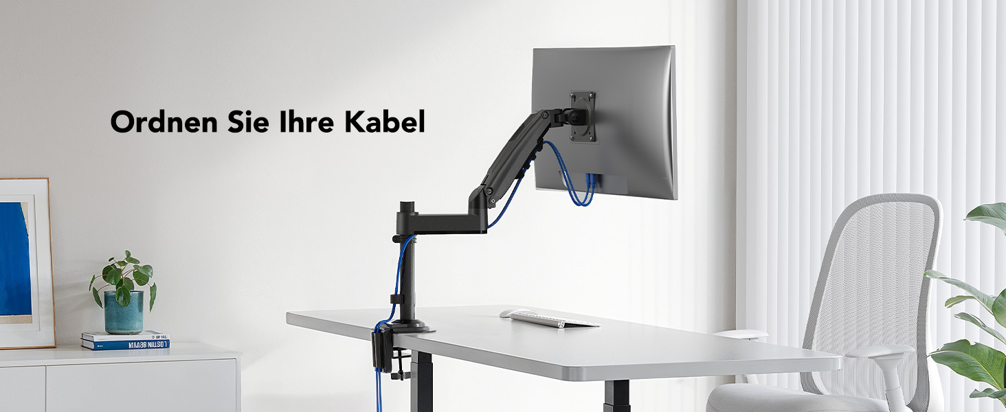 Кріплення для монітора HUANUO 13-32 дюймів, гнучкий кронштейн для LCD/LED екрану, газ-амортизатор, поворот 360°, VESA 75/100, вантажопідйомність 2-9 кг