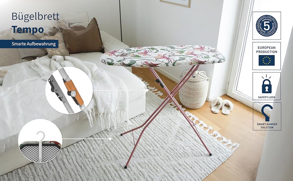 Відпарювач для одягу Rörets DampfBügelbrett Tempo Black – компактний та якісний, 85x30x90 см