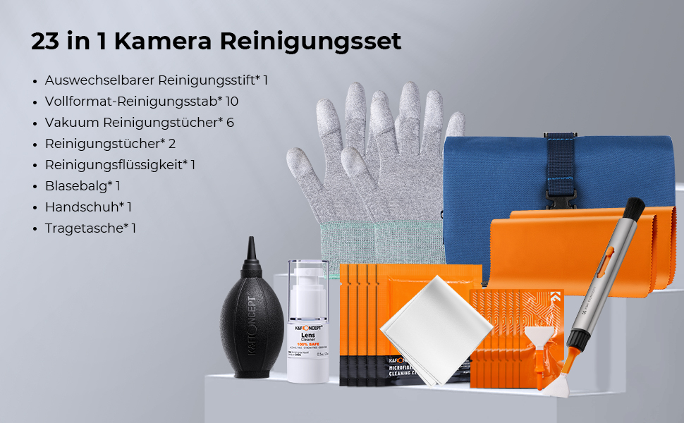 Набір для чищення об'єктивів K&F Concept 15-в-1 (23-в-1) з рідиною для чищення оптики