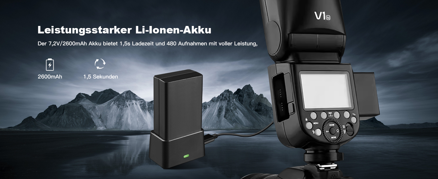 Спалахувач Godox 76W для камери з підтримкою i-TTL, 2.4G Wireless X System, 1/8000 HSS, сумісний з Olympus (V1-N)