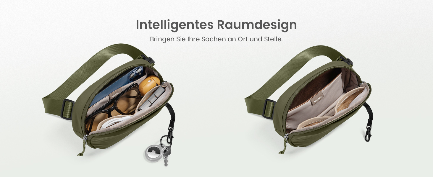 tomtoc жіноча поясна сумка, нагрудна сумка з RFID захистом, 1.5 л, зелена