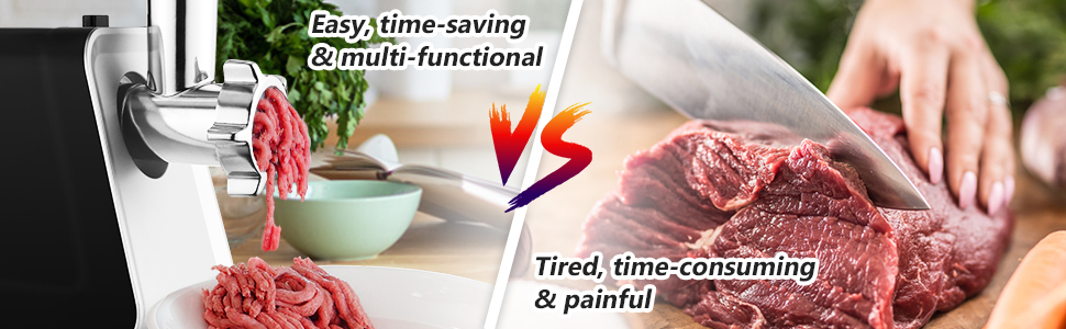 М'ясорубка електрична COOCHEER Profi з насадкою для ковбас та печива, 2000 Вт, 3 диски, насадка для кібе, чорна