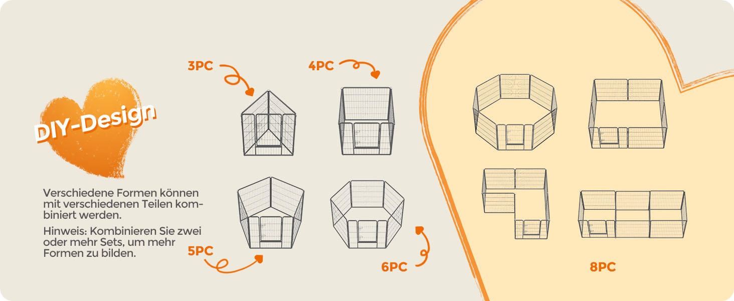 Вольєр для тварин Feandrea Freilaufgege XL (77x80 см), сірий, збірний, для великих тварин, 8 панелей