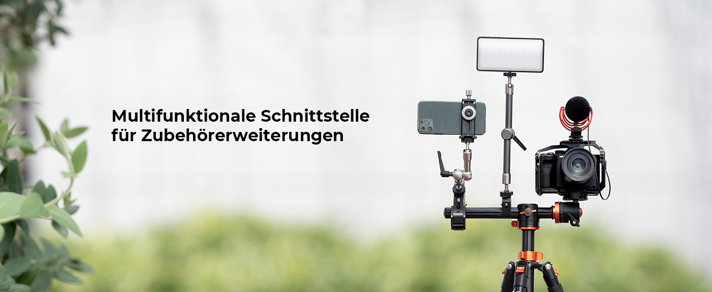 Штатив для камери K&F Concept 170см, T255A4(TM2515T1) з кульковою головкою 360° та функцією однонога штатива, 1/4'' гвинт, компактний туристичний штатив, помаранчевий