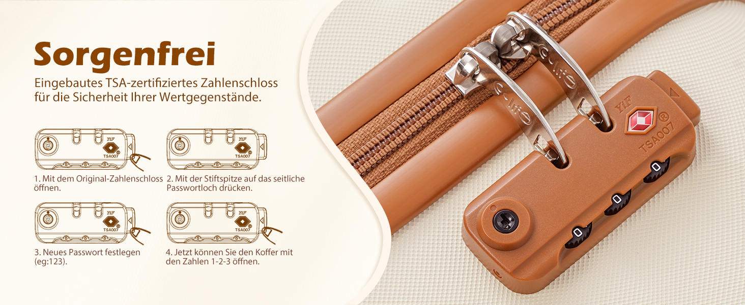 Набір валіз COOLIFE 6 шт: дорожній набір 16', 20', 24', 28' + сумка для подорожей та туалетна сумка | ABS, 360° колеса, TSA-замок для Європи, круїзів та навчання за кордоном – необхідний дорожній набір для сімейного відпочинку, білий/коричневий