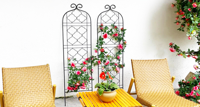 Садова опора SCENDOR GARDEN 150×40 см для витких рослин, винограду, огірків, томатів, квітів і овочів, металеві гратчасті панелі для пергол, 2 шт.