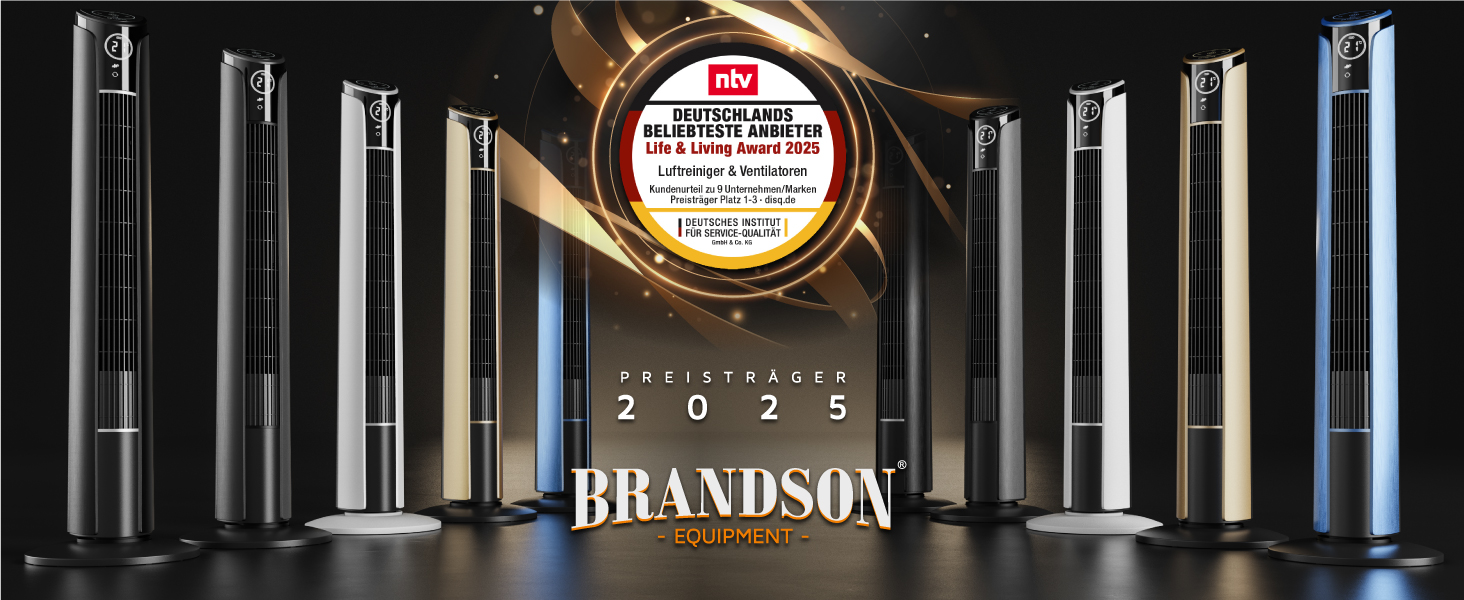 Вентилятор підлоговий Brandson Titan 108cm з пультом керування, нахил 10°, 4 режими, 3 швидкості, сталевий колір