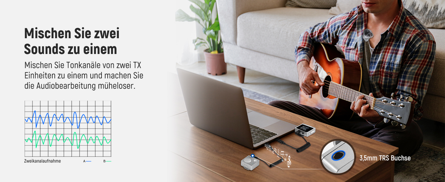 NEEWER Міні бездротове мікрофону, комплект 1RX+2TX+зарядний кейс, 150м радіус дії, для iPhone, iPad, Android, DJI, Insta360, PC, Mac