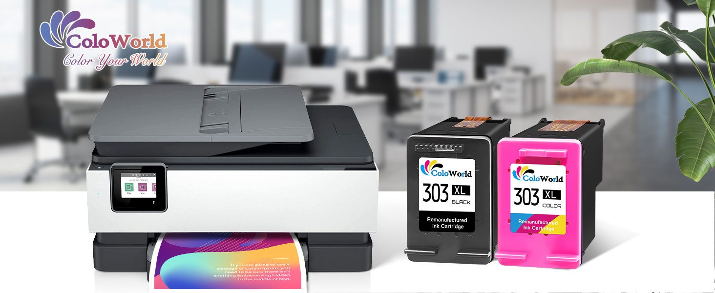 Картриджі ColoWorld 303XL для принтерів HP Envy Inspire 7200e 7220e 7900e 7920e, Envy Photo 6200 6230 7800, Tango X Smart, Multipack (2 шт.)