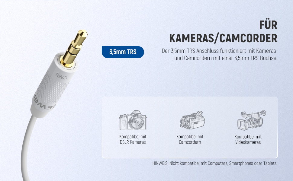 NEEWER Мініатюрний USB-C Лавалерний Мікрофон 2 шт. для iPhone 16 15 Pro Max, Android, Телефонів, Планшетів, ПК. Однонаправлений конденсаторний мікрофон з кабелем 2м (CM5(2 шт. білий) з 3,5 мм TRS роз'ємом)