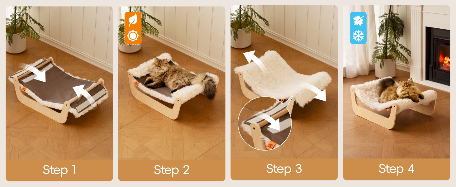 Кігтеточка-ліжко для котів MEWOOFUN, м'яка гамак для котів, ліжко для кігтів для котів, дерев'яна гамак для котів 58 x 44 x 22.5 см, підходить для котів, собак, кроликів, кошенят та дрібних тварин