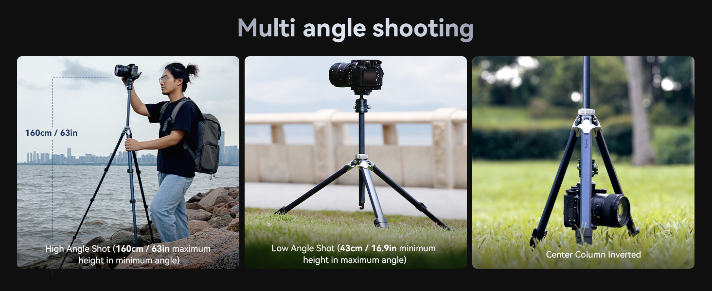 Штатив SMALLRIG для камери з компактною центральною колоною, 360° кульковою головкою, QR-пластиною, вантажопідйомністю до 8 кг, для DSLR-камер -4222B