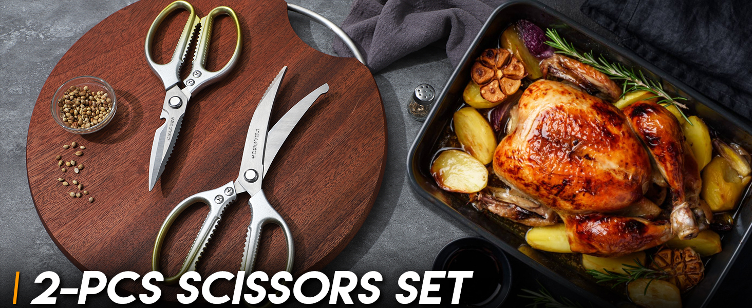 Набір кухонних ножиць DRAGON RIOT (2 шт.) - кухонні, для м'яса, для птиці, з нержавіючої сталі, японська сталь