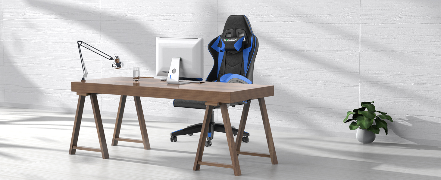 Геймерське крісло Racingreat Ergonomic: регульоване, з підголівником, PU-шкіра, для підлітків та дорослих, блакитне