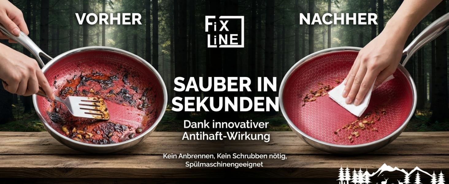 Сковорода FIXLINE BLACK FOREST 28 см RED Edition – антипригарна, без PTFE, для всіх плит (індукція), духовки до 230°C