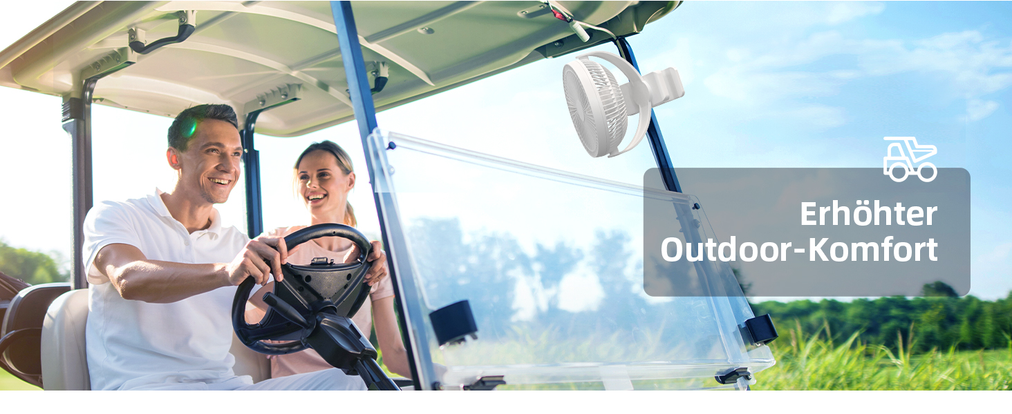 Вентилятор Koonie 10000 mAh з кліпсою, 20 см, портативний USB, акумуляторний, 4 швидкості, 360° оберт, тихий, для дому, офісу, дитячої коляски, кемпінгу, гроубокса (білий)