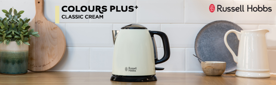 Електричний чайник Russell Hobbs 1 л, Edelstahl Creme (2400W, швидке кип'ятіння, фільтр від накипу, індикатор рівня води, компактний) 24994-70