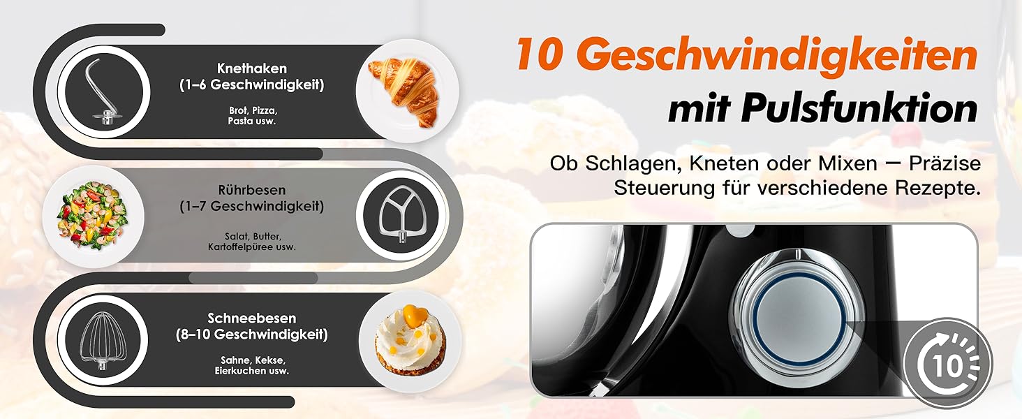 Кухонний комбайн Kitchen in the box, планетарний міксер з чашами 4,5 л та 5 л, 1300 Вт, 10+ швидкостей, набір насадок (гак, міксер, вінчик)