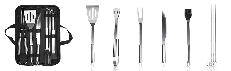 Набір інструментів для гриля, професійний, 9 предметів. Зручна сумка для перенесення. Ідеальний подарунок для чоловіків