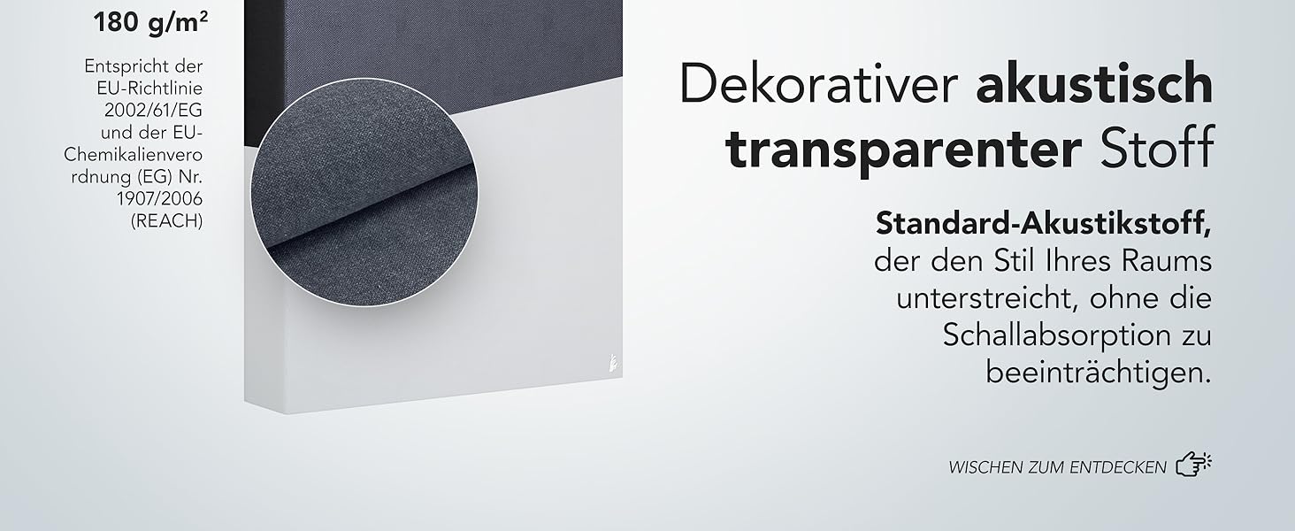 Акустична панель Addictive Sound Schallabsorber Wand Standard для стін та стелі, звукопоглинаюча панель класу A, світло-сіра, 100x50x11 см