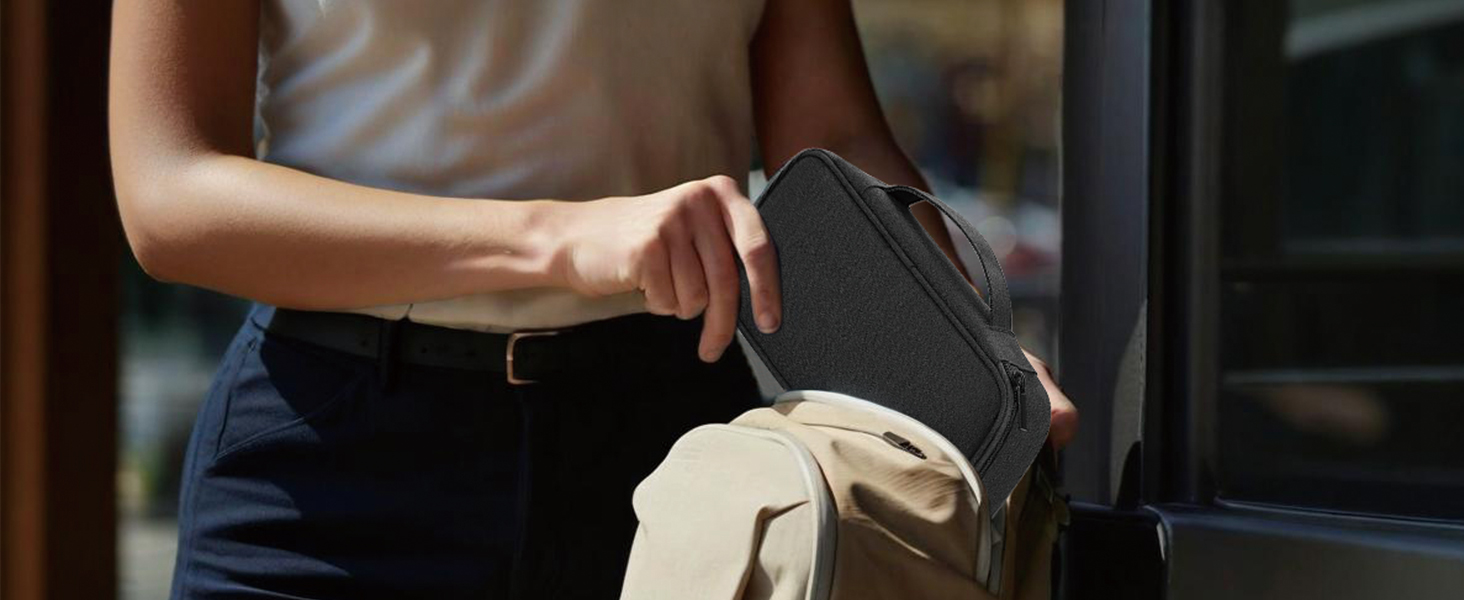 Органайзер для електроніки Arae Elektronik Organizer Tasche Kabel Tech Pouch - міцний чохол для зберігання кабелів та гаджетів з вологозахистом, легкий, для подорожей та повсякденного використання, чорний, великий (L)