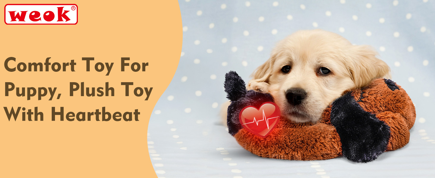 Heartbeat Puppy Plush Dog Toy, Puppy Heartbeat Stuffed Animal for Dogs Anxiety Relief Behavior Aid Toy, Heartbeat Plush Toys for Dogs (dark brown)