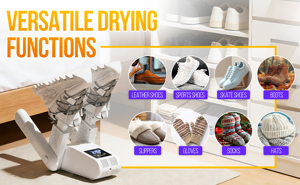 Електрична сушарка для взуття RoserRose 360° з гарячим повітрям та підтримкою температури 48°C для черевиків, лижних чобіт та кросівок