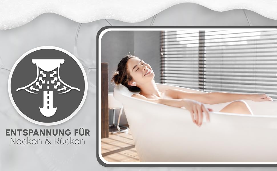 Подушка для ванни з губкою [в комплекті] - Дихаюча подушка для ванни для шиї та спини з ергономічною формою - Якісна подушка для розслаблення