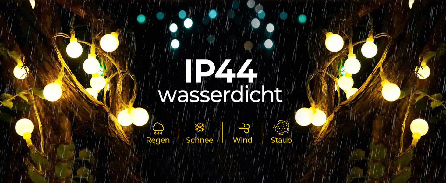 Гірлянда світлодіодна 15м, 100 LED, для дому та саду, IP44, 8 режимів, вологостійка, для дитячої кімнати, декору тераси та балкону