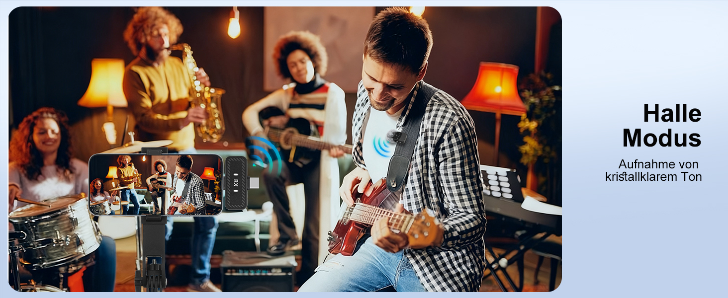 Мікрофон-петличка для iPhone/iPad/Android, бездротовий, з шумозаглушенням, 25 годин роботи, для відео, блогів, YouTube, TikTok, Live-Stream