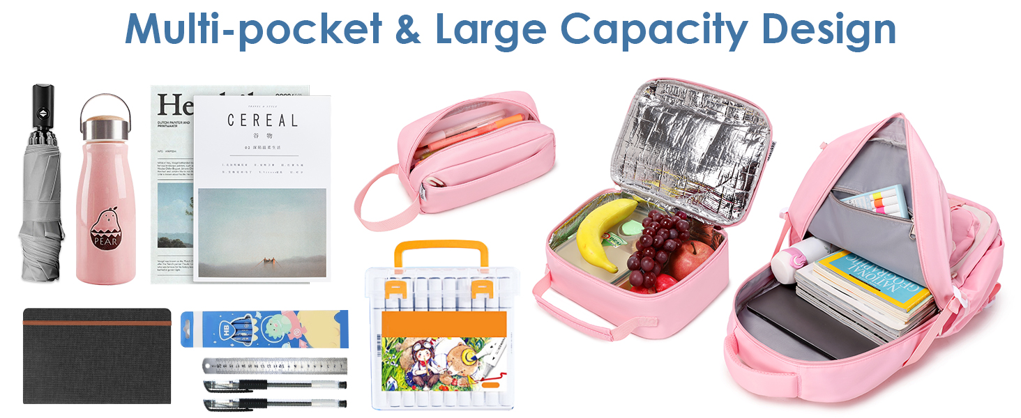 Шкільний рюкзак Makukke для дівчаток та підлітків: набір, водонепроникний, 30L, чорний