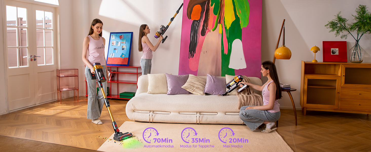 Акумуляторний бездротовий пилосос 600W, потужність всмоктування 68КПа, жовтий
