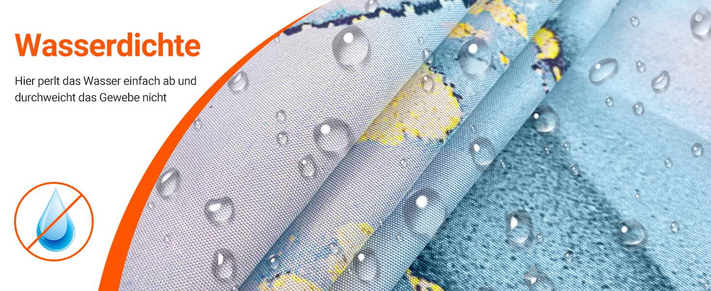 Штора для ванної кімнати 180x200 см, антигрибкова, водовідштовхувальна, поліестер, з кільцями (Світло-блакитний мармур)