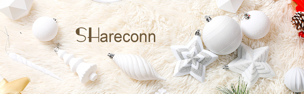 Набір з 100 штучних ялинкових прикрас Shareconn: міцні кульки з гачками, різні розміри та дизайни, для внутрішнього та зовнішнього декору