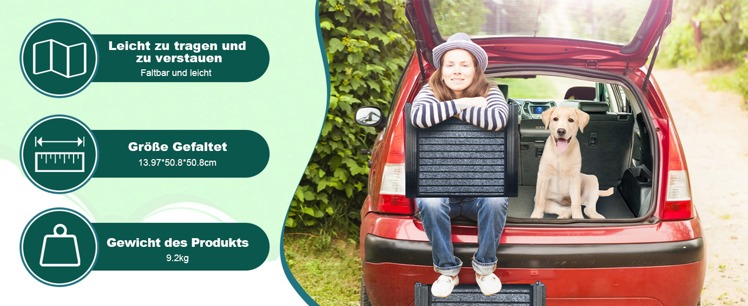 Рампа для собак 180x50 см, складна, з антиковзким килимком, для авто, SUV та вантажівок. Підходить для середніх та великих собак