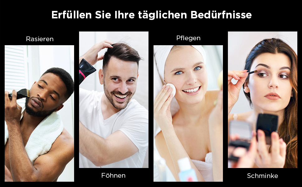 Дзеркало для ванної кімнати з підсвічуванням 50x70 см, сенсорне керування, протитуманне покриття, 3 кольори світла, регулювання яскравості, пам'ять налаштувань, матове, прямокутне