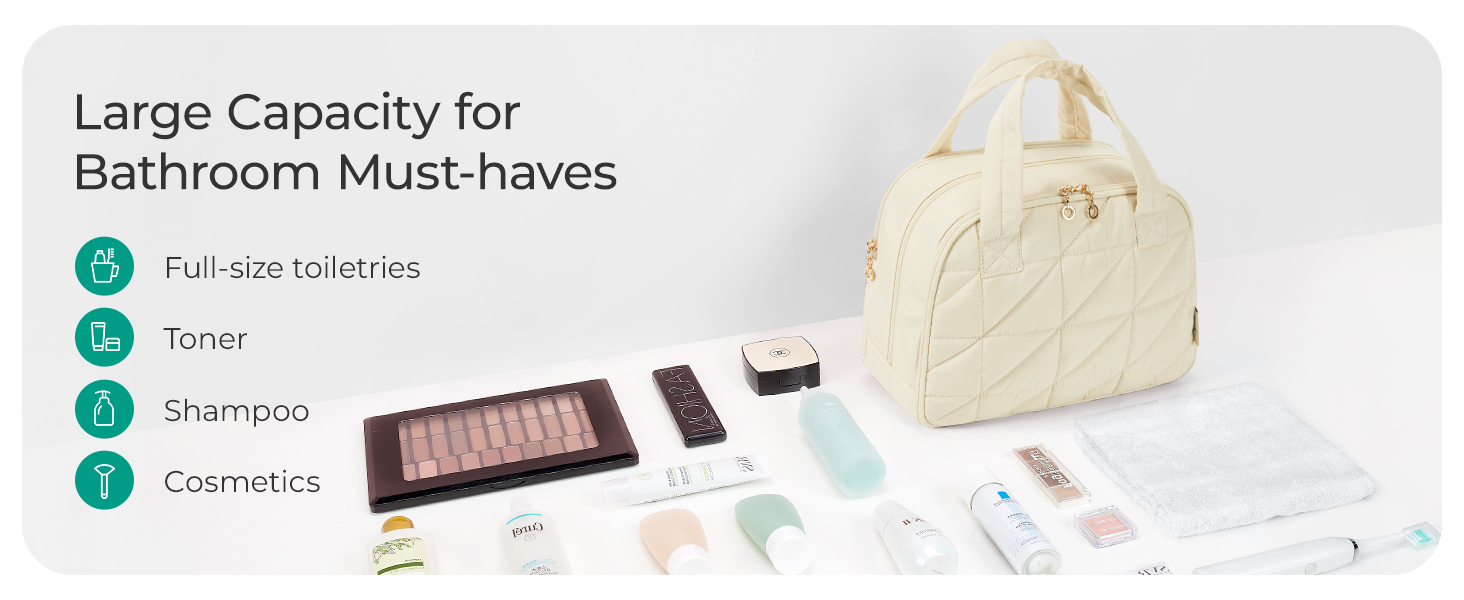 Сумка для косметики BAGSMART для жінок, велика дорожня косметичка, об'ємна косметична сумка, дорожня сумка для макіяжу та косметики з ручкою, чорна