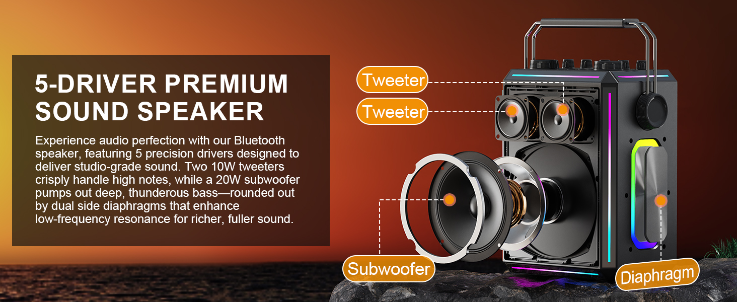 Портативна Bluetooth-колонка караоке з 2 бездротовими мікрофонами, RGB-підсвічуванням, регулюванням високих та низьких частот, ефектами голосу, AUX/USB/TF/OTG, 6.5 мм роз'єм, для вечірок (білий/чорний)