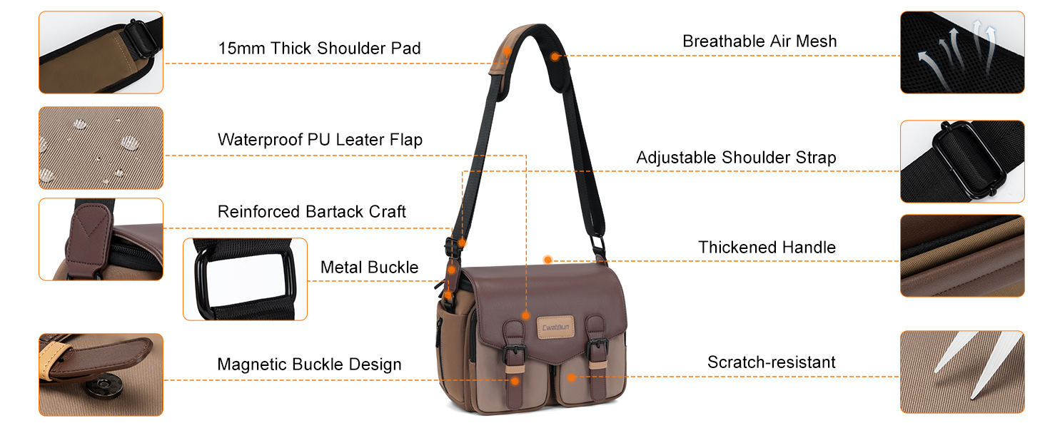 Компактна камера Cwatcun з водонепроникним корпусом та штативом, для фотографії DLR/LR/piegelloe, об'єктив (коричневий)