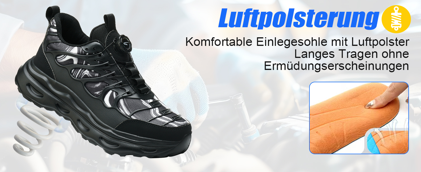 Черевики безпеки для чоловіків та жінок. Робочі черевики зі сталевим підноском. Легкі, спортивні, антипрокольні, чорного кольору (38-42 EU)