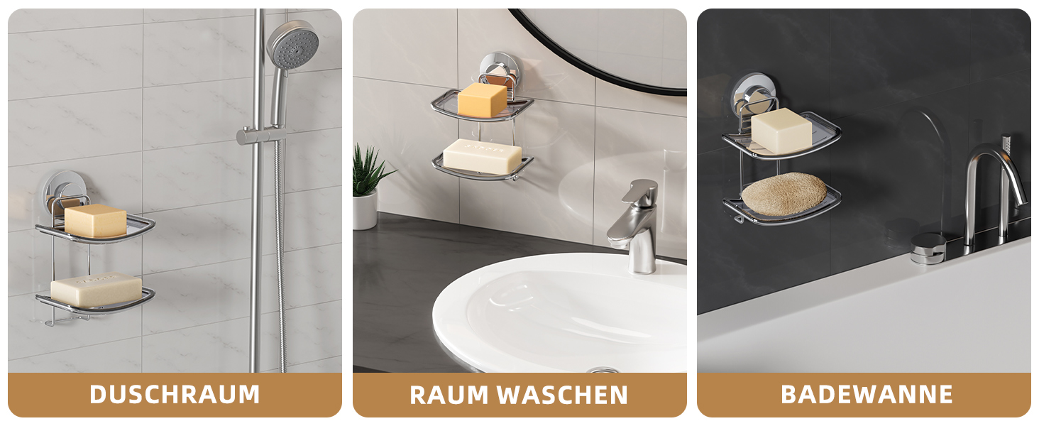 Хромована мильниця з піддоном для води, настінна, без свердління, для ванної кімнати та кухні (5 кг)