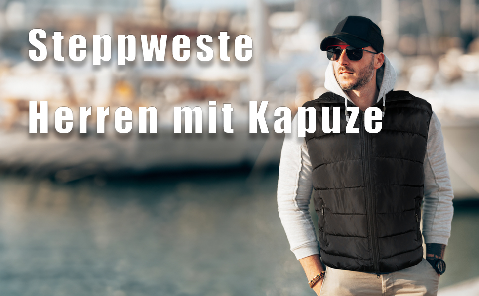 Чоловіча жилетка Steppweste з капюшоном та еластичними рукавами для активного відпочинку, чорна (M)