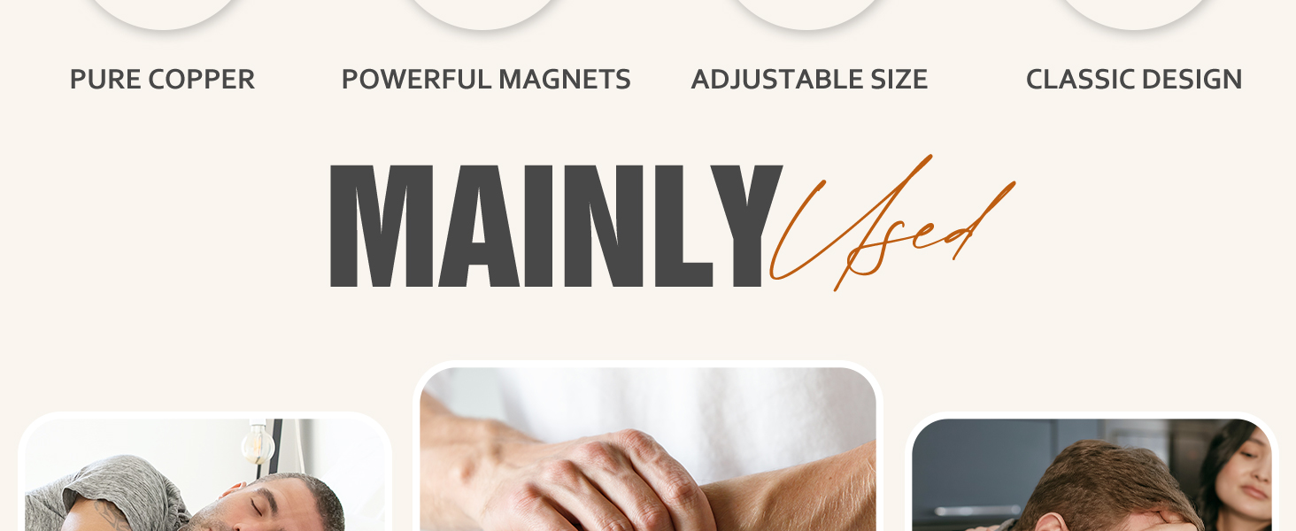 Браслет на магнітах Jecanori для чоловіків, з міді, 57 магнітів (3500 Гаус), інструмент для регулювання, подарункова коробка, не містить міді