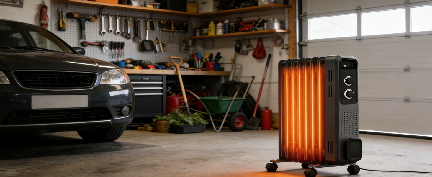 Масляний радіатор COWSAR: Енергоефективний обігрівач з 3 режимами, захистом від перекидання та перегріву, 1200W, сірий для вітальні та спальні