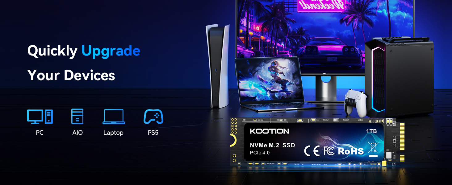 SSD KOOtion 1TB NVMe PCIe 4.0: Швидкий SSD для PS5, ігор та відеомонтажу