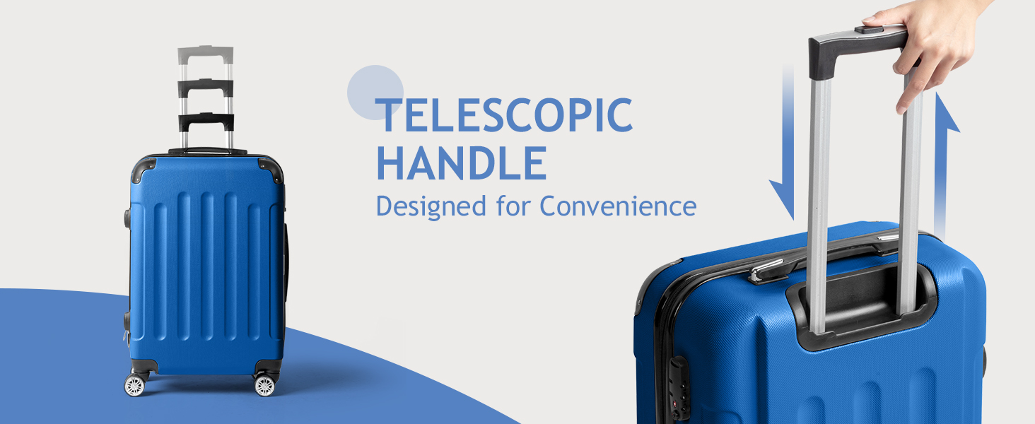 Набір валіз LALAHO 3/4: дорожній набір з косметичкою, валізи з ABS, ручна поклажа, рожеве золото (темно-синій)