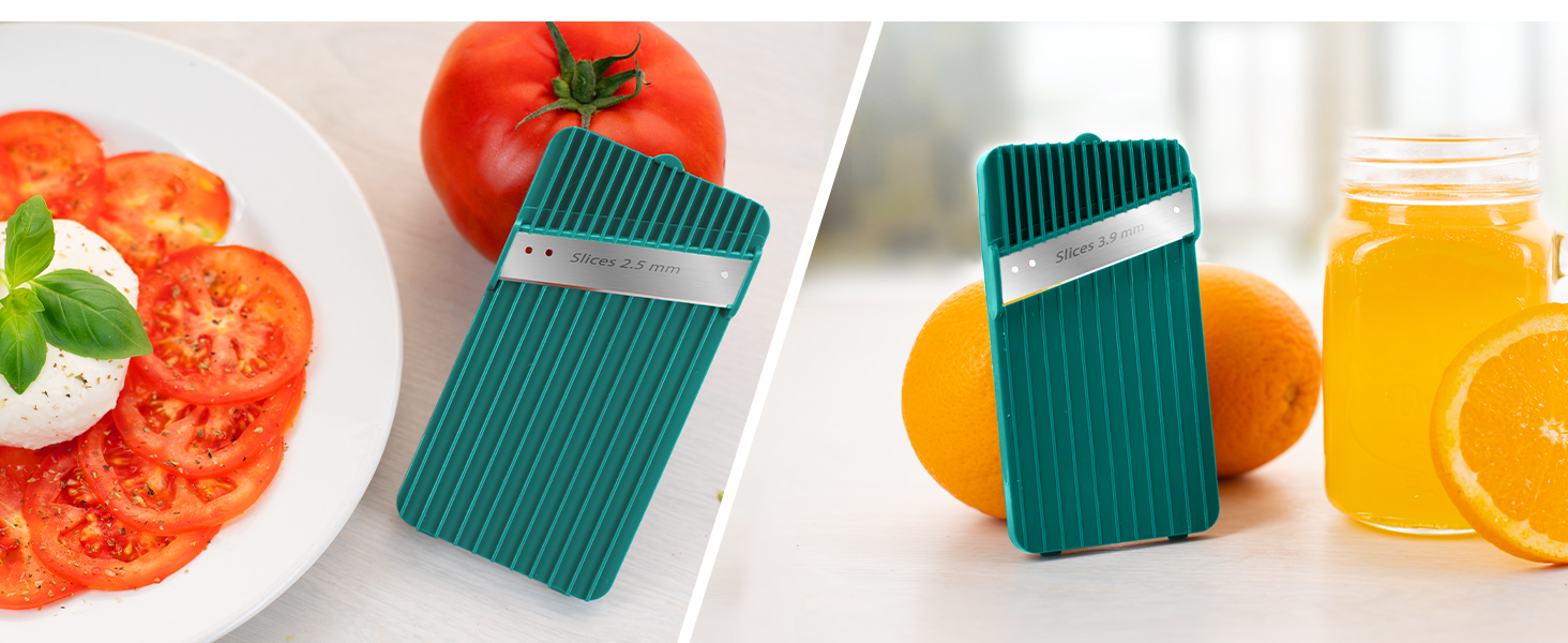 Nicer Dicer Mandoline Vegetable Slicer 12-Piece Set - Vegetable Chopper, Julienne Cutter, Cucumber Slicer, Turquoise/Green